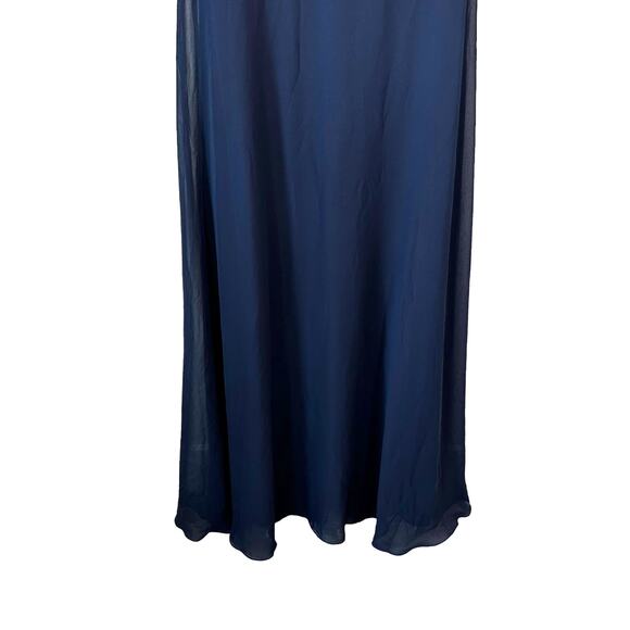 After Six New Women's 1549 Deep V Neck Chiffon Maxi Dress Midnight Navy Size 10R - Picture 6 of 10